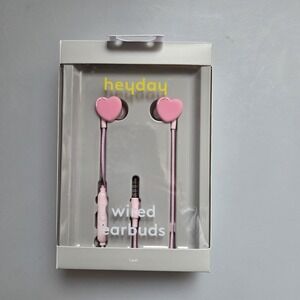 Heyday wired earbuds in Candy Pink, 3.5mm Aux, Microphone